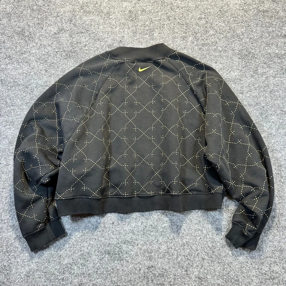 Nike Cropped Sweatshirt Women Medium‎ Black Stitched Glitter Diamond Streetwear